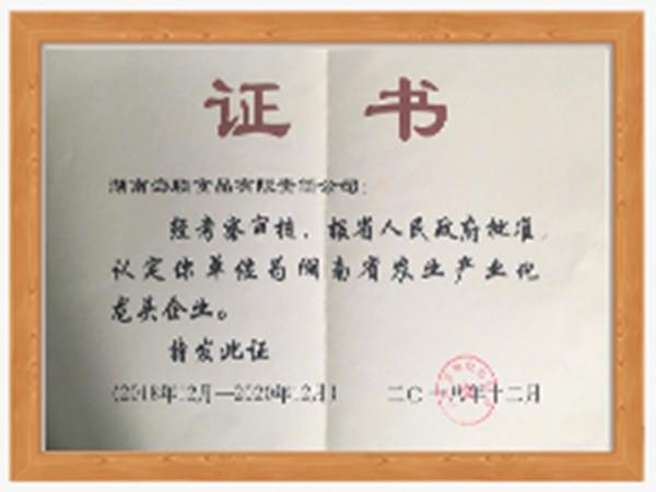 湖南省農(nóng)業(yè)產(chǎn)業(yè)化龍頭企業(yè)